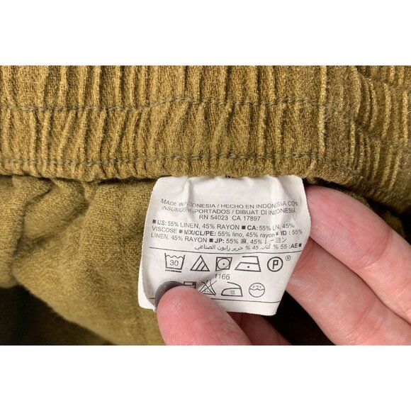 Old Navy Gathering Moss Olive Linen Blend High Rise Pull On Shorts M - Picture 3 of 4